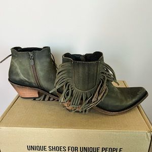 Liberty Black Fringe Women’s Cowboy Boots Green 7